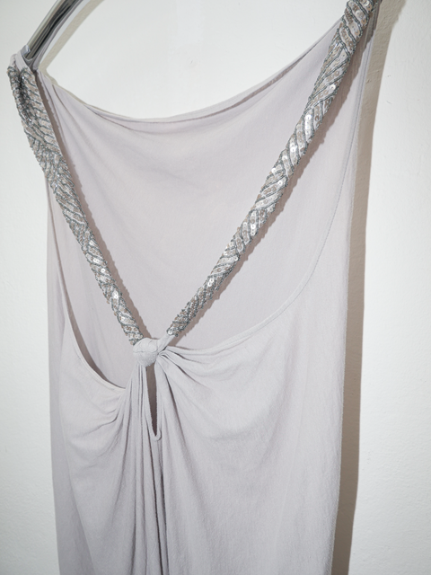 2000's draped embellished back dress