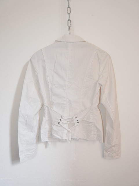 2000’s raw edge linen blend corset blazer