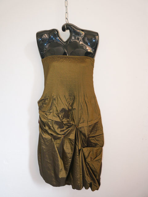 2000's avant garde bronze draped skirt/tube dress