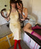 1970's butter yellow slip dress