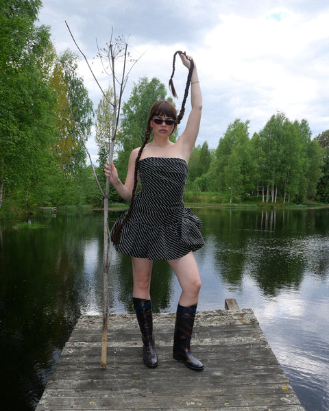 1980's striped prom dress