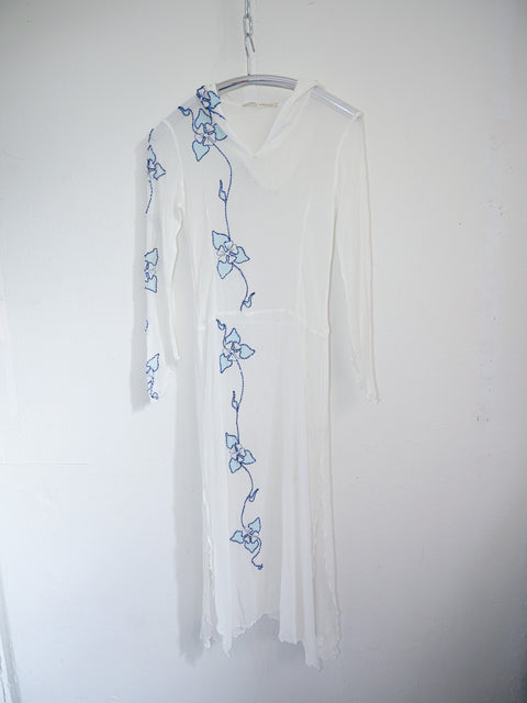 1990's beaded mesh hooded dress