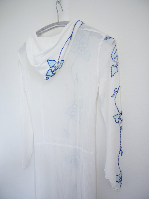 1990's beaded mesh hooded dress