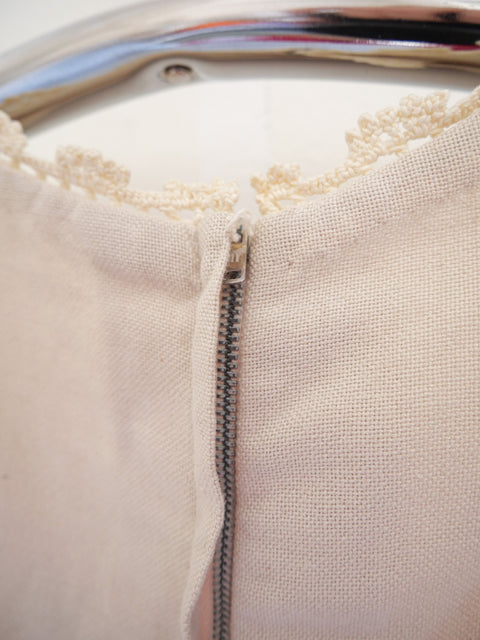 1950's embroidered crochet trim top