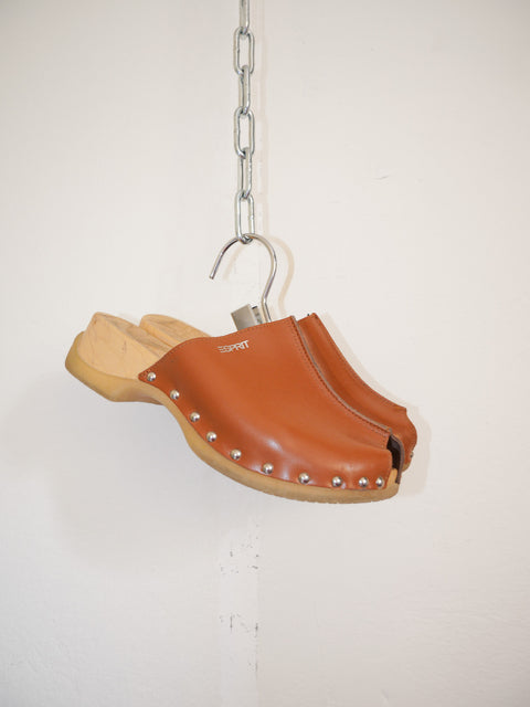 2000's studded leather clogs