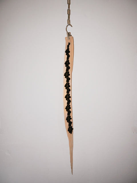 2000's champagne satin lace appliqué head scarf