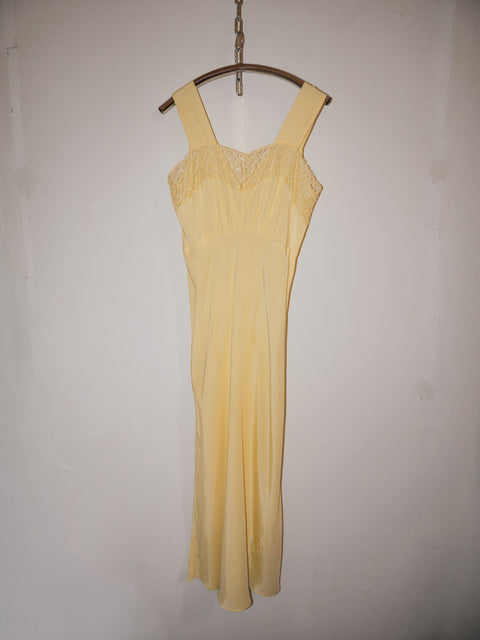 1970's butter yellow slip dress