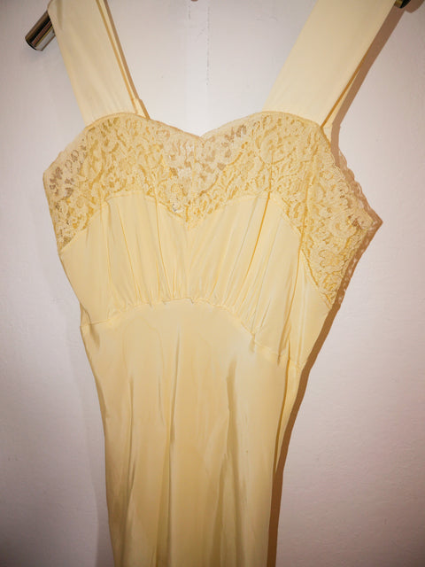 1970's butter yellow slip dress