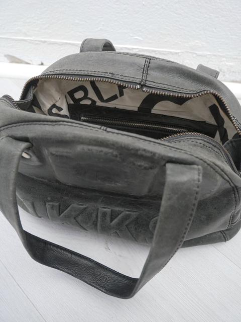 S0161 worn leather embossed bowling bag