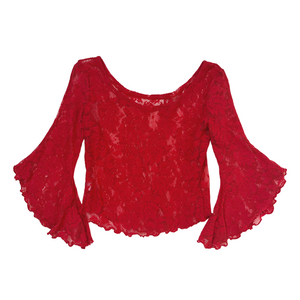 Trumpet sleeve rose lace top