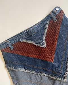 Denim & corduroy patchwork skirt