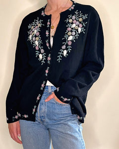 Pearl embroidered lambswool cardi