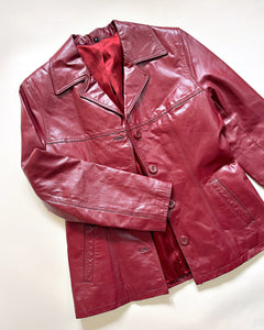 Bordeaux 90’s classic leather jacket
