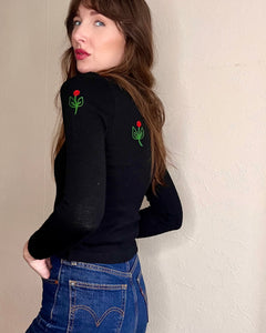 60's embroidered wool jumper