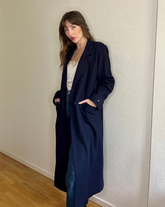 Relaxed navy wool coat