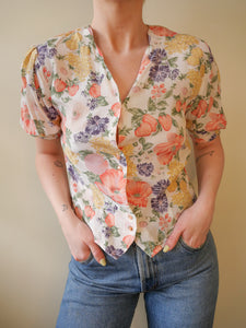 Floral peachy viscose shirt