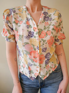 Floral peachy viscose shirt