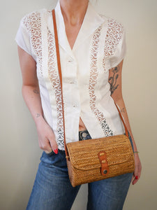White embroidered 70's top