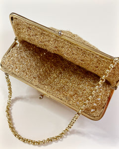 Gold crochet 1930's bag