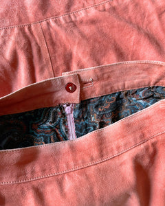 Rosé soft suede skirt