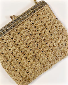 Gold crochet 1930's bag