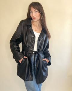 Belted 70's leather jacket