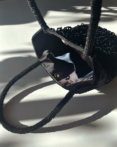 Black pearl bucket handbag