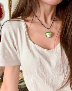 Swirl green heart necklace
